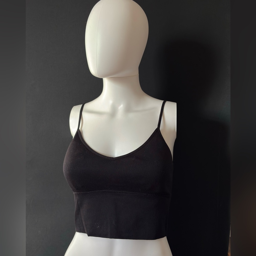 Dynamite Black Ribbed Spaghetti-Strap Tank